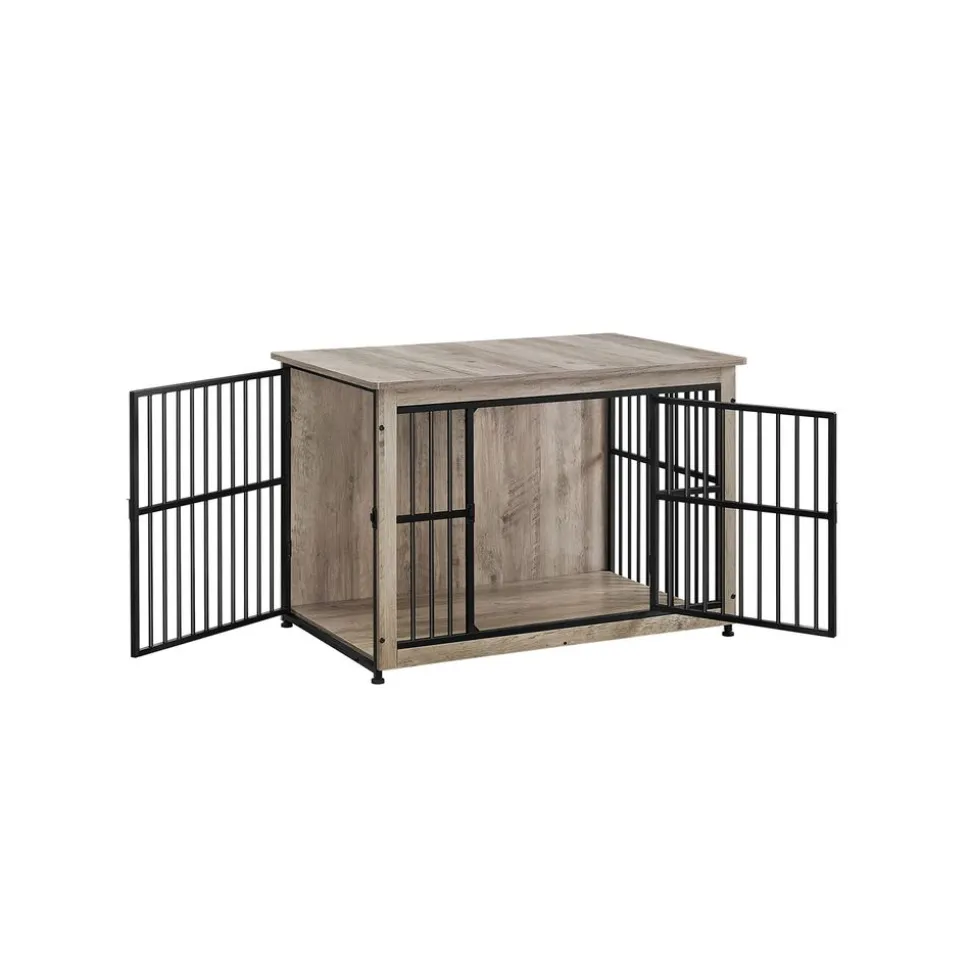 Store SONGMICS Meuble cage pour chien à double porte marron rustique