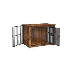 Cheap SONGMICS Meuble cage pour chien à double porte plein marron rustique