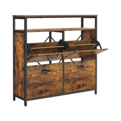 Cheap SONGMICS Meuble chaussures 4 cases Brun Vintage Noir