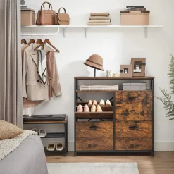 Cheap SONGMICS Meuble chaussures 4 cases Brun Vintage Noir