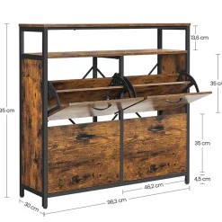 Cheap SONGMICS Meuble chaussures 4 cases Brun Vintage Noir