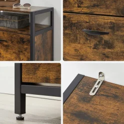 Discount SONGMICS Meuble chaussures 3 cases Brun Vintage Noir