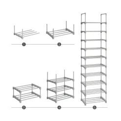 Outlet SONGMICS Meuble chaussures 10 niveaux Gris