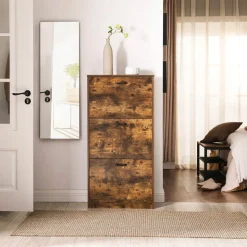 Flash Sale SONGMICS Meuble chaussures 3 niveaux Brun Vintage Noir