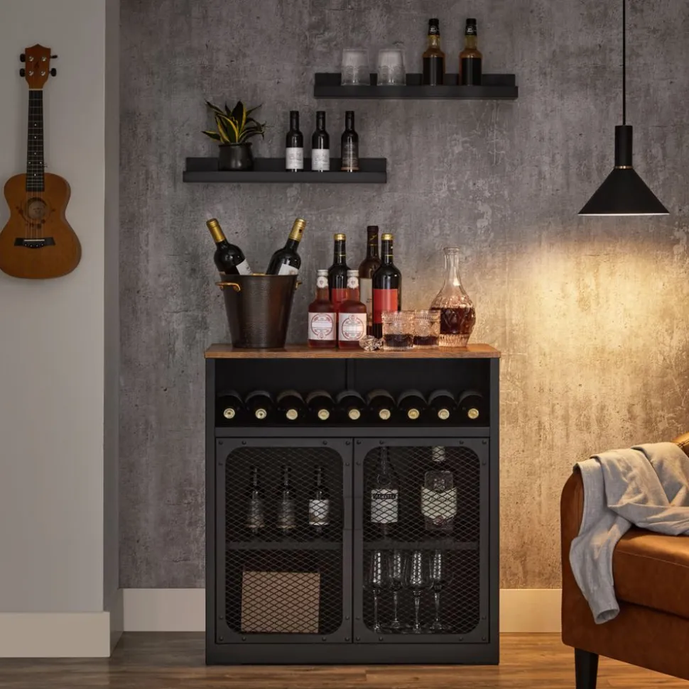 Sale SONGMICS Meuble cuisine grillagé Noir