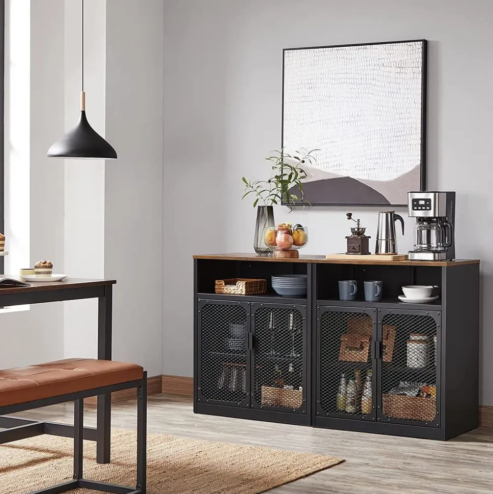 Sale SONGMICS Meuble cuisine grillagé Noir