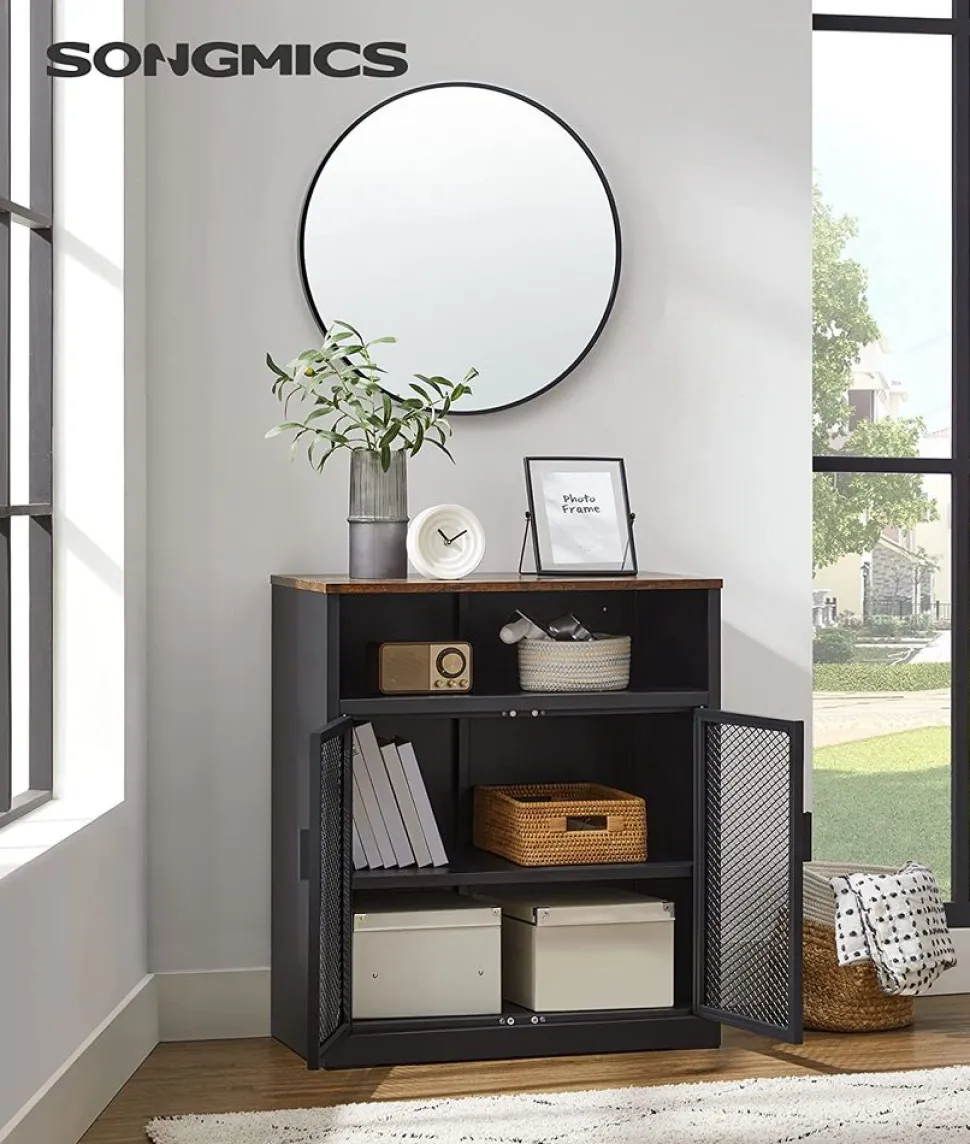 Sale SONGMICS Meuble cuisine grillagé Noir