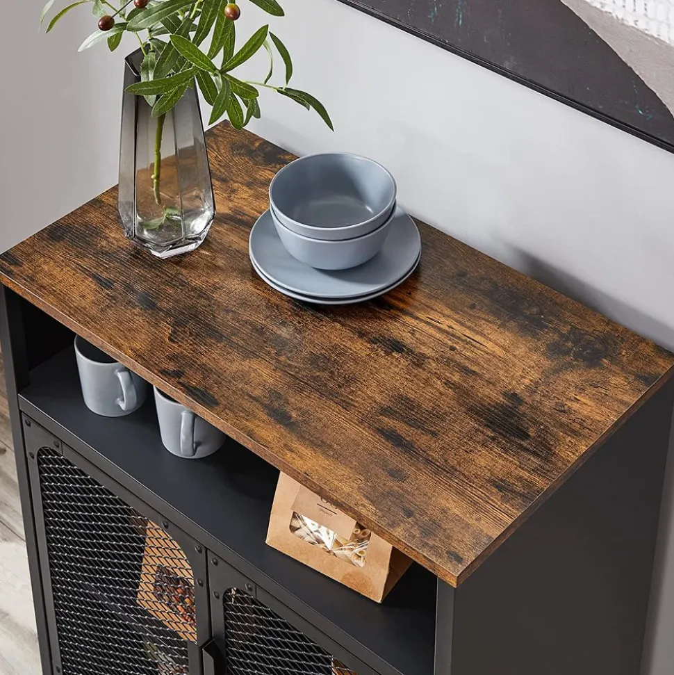 Sale SONGMICS Meuble cuisine grillagé Noir