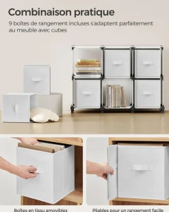 New SONGMICS Meuble de rangement 9 boîtes blanc nuage