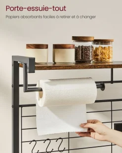 Cheap SONGMICS Meuble de rangement 12 crochets marron rustique et noir