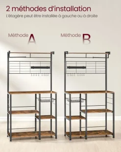 Cheap SONGMICS Meuble de rangement 12 crochets marron rustique et noir