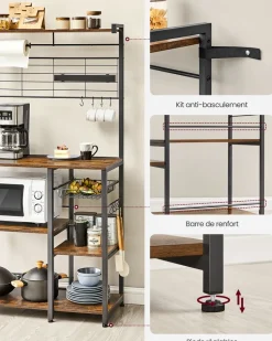 Cheap SONGMICS Meuble de rangement 12 crochets marron rustique et noir