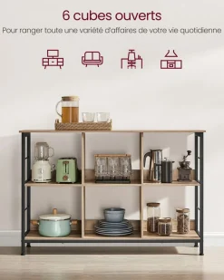 Online SONGMICS Meuble de rangement 2 niveaux 6 cubes marron camel