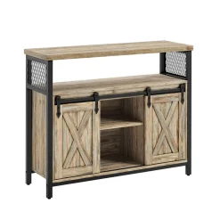 Online SONGMICS Meuble de rangement 2 portes coulissantes marron turquoise