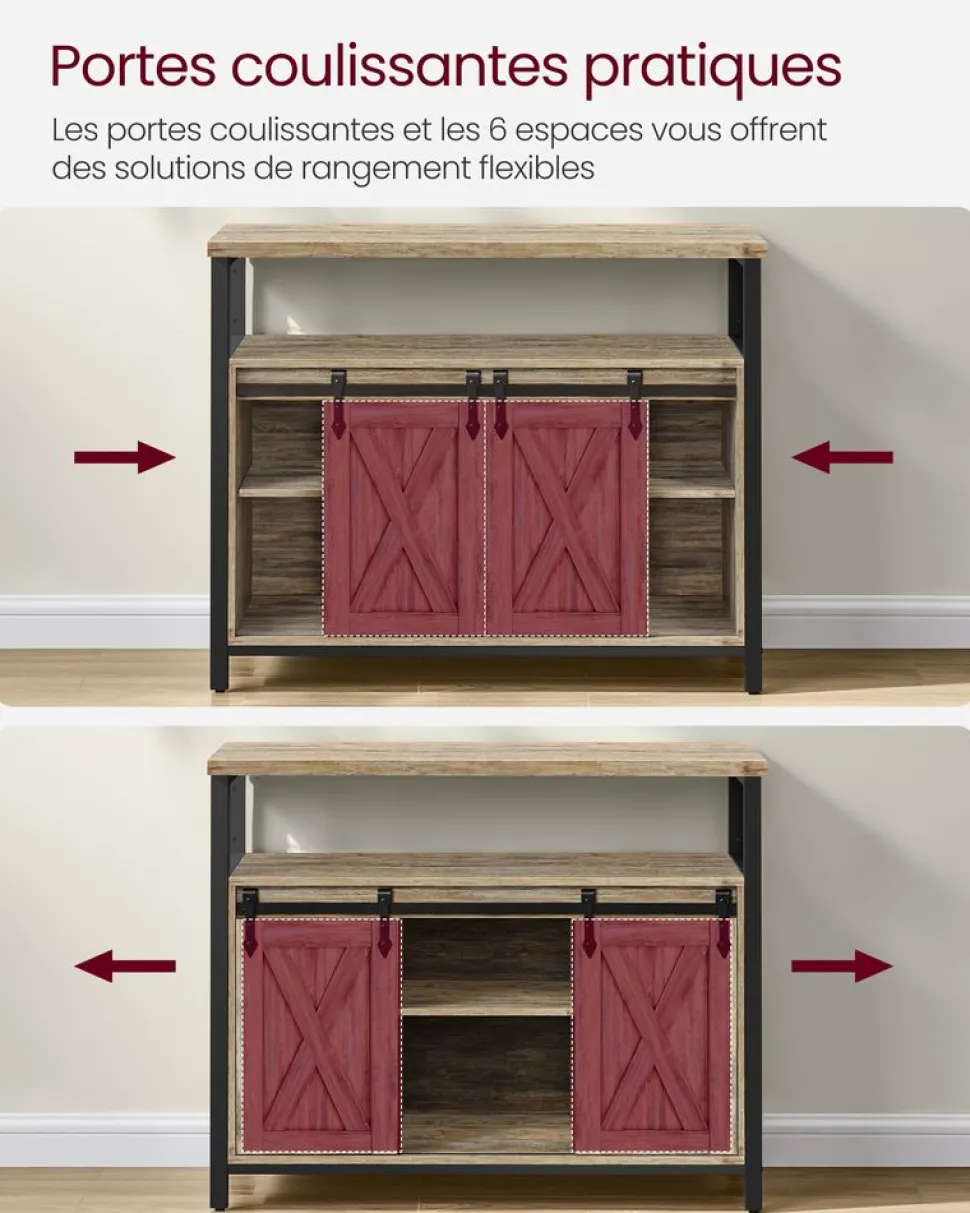 Online SONGMICS Meuble de rangement 2 portes coulissantes marron turquoise