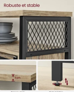 Online SONGMICS Meuble de rangement 2 portes coulissantes marron turquoise