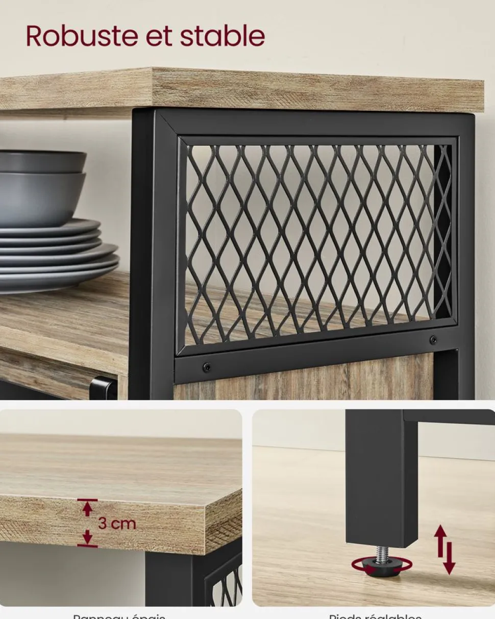 Online SONGMICS Meuble de rangement 2 portes coulissantes marron turquoise