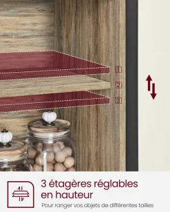 Online SONGMICS Meuble de rangement 2 portes coulissantes marron turquoise