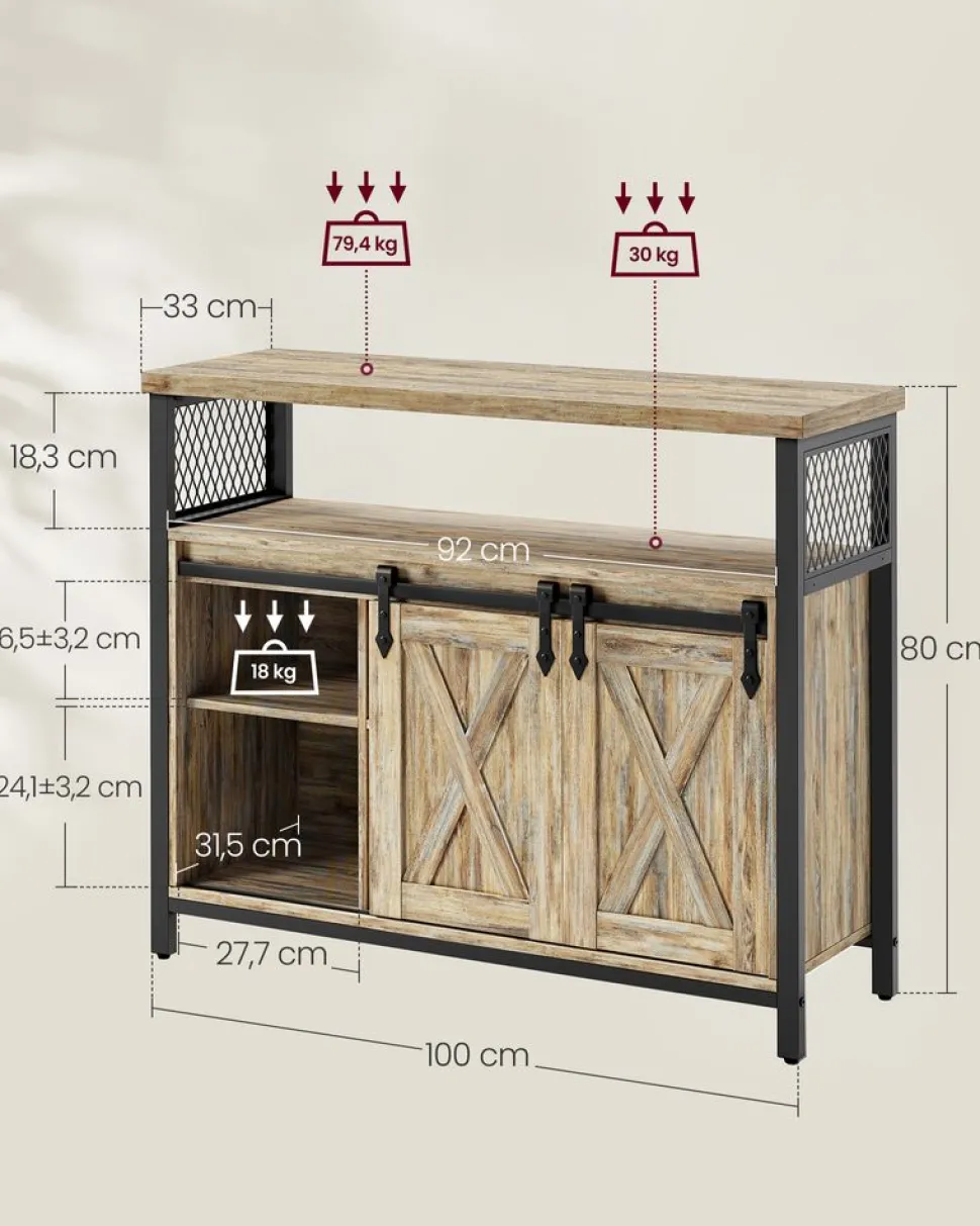 Online SONGMICS Meuble de rangement 2 portes coulissantes marron turquoise