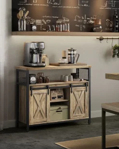 Online SONGMICS Meuble de rangement 2 portes coulissantes marron turquoise