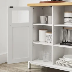 Clearance SONGMICS Meuble de rangement boisé Blanc