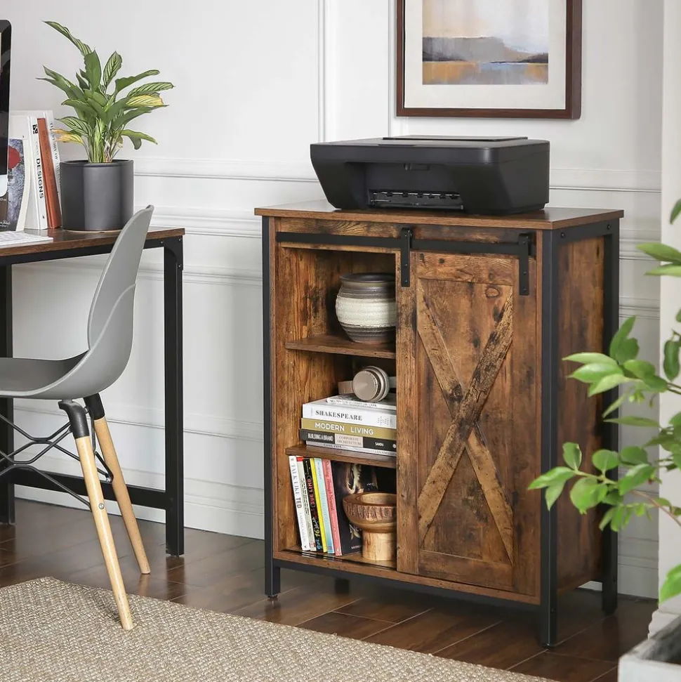 Discount SONGMICS Meuble de rangement industriel Brun Vintage Noir