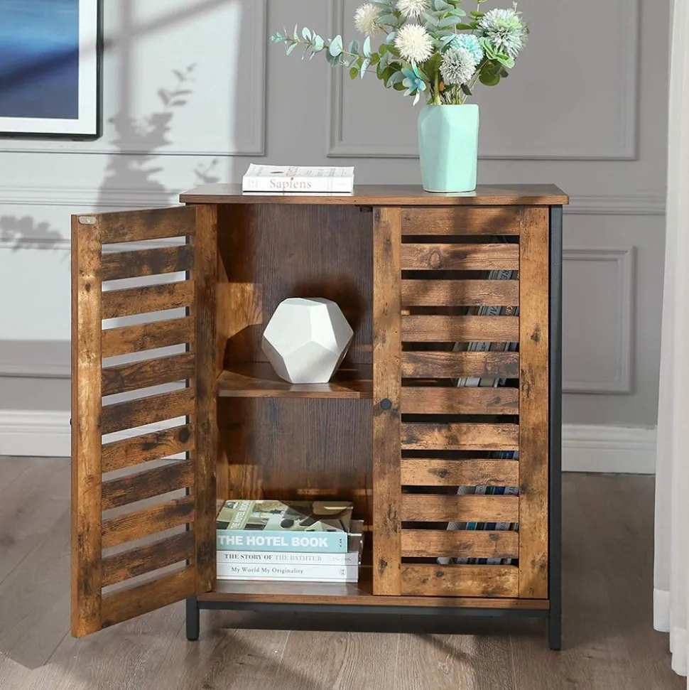 New SONGMICS Meuble de rangement industriel Marron + Noir