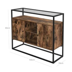 Cheap SONGMICS Meuble de rangement verre trempé Brun Vintage Noir