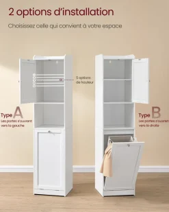 Cheap SONGMICS Meuble de salle de bain 40 x 40 x 80,2 cm Blanc Nuage