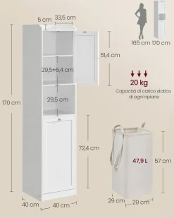 Cheap SONGMICS Meuble de salle de bain 40 x 40 x 80,2 cm Blanc Nuage