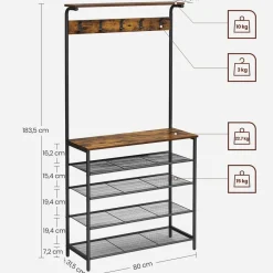 Clearance SONGMICS Meuble d'entrée industriel Brun Vintage Noir