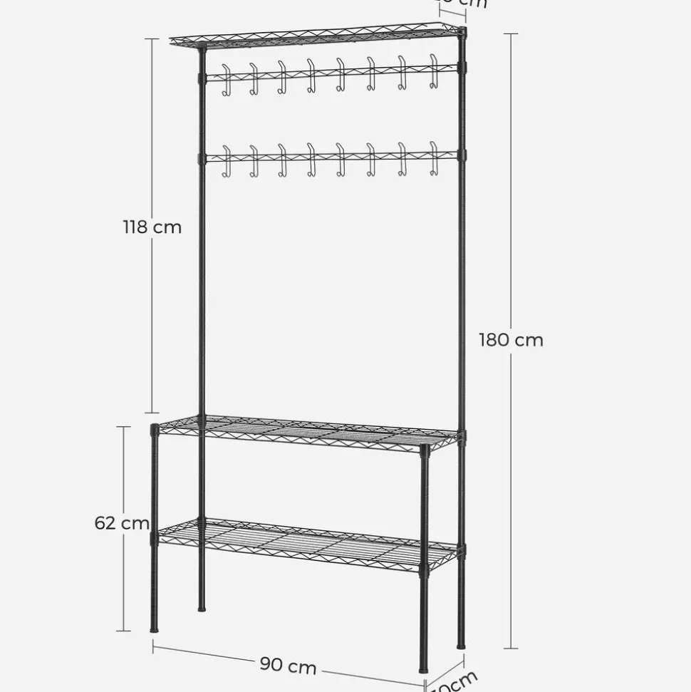 Outlet SONGMICS Meuble d'entrée métal Noir