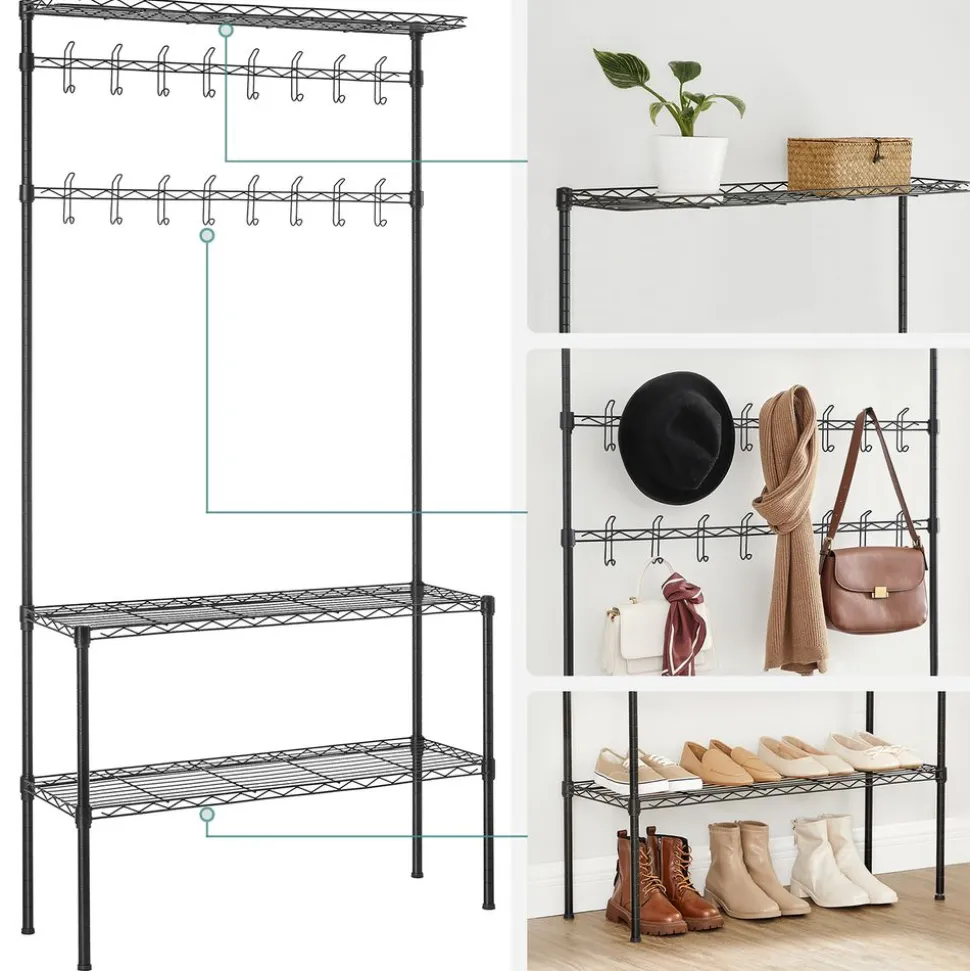 Outlet SONGMICS Meuble d'entrée métal Noir