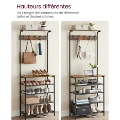 Online SONGMICS Meuble d'entrée rustique Brun Vintage Noir