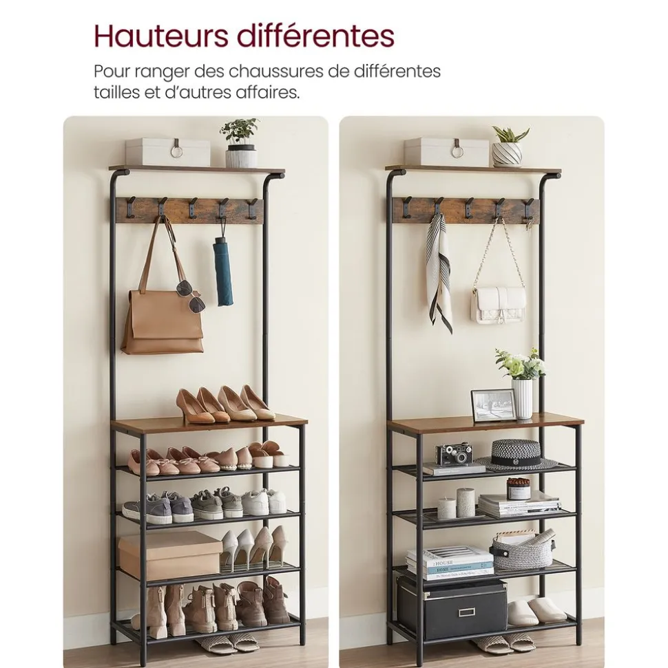 Online SONGMICS Meuble d'entrée rustique Brun Vintage Noir