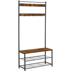 Fashion SONGMICS Meuble d'entrée rustique Brun Vintage Noir