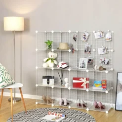 Online SONGMICS Meuble grille 16 casiers blanc