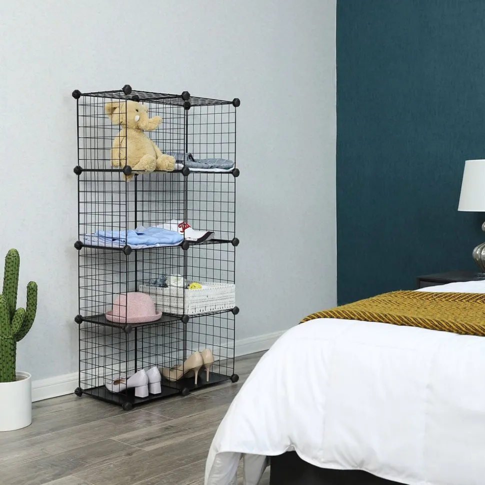 Fashion SONGMICS Meuble grille 9 casiers noir