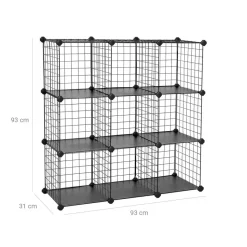 Fashion SONGMICS Meuble grille 9 casiers noir