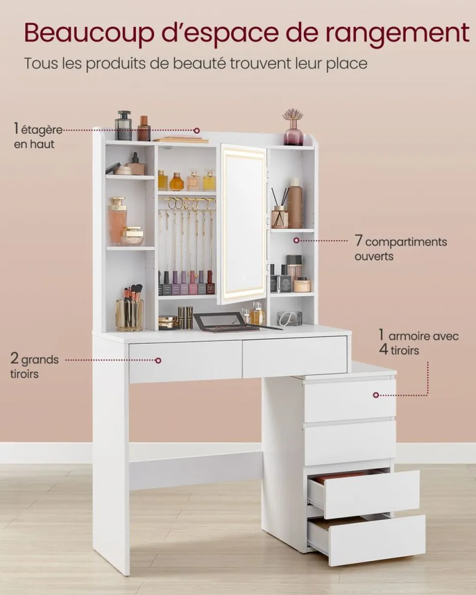 Shop SONGMICS Meuble jouets 4 niveaux Blanc