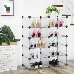 Online SONGMICS Meuble modulable 10 casiers Blanc semi-transparent