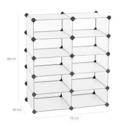 Online SONGMICS Meuble modulable 10 casiers Blanc semi-transparent