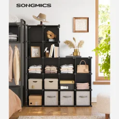 Best SONGMICS Meuble modulable 16 cubes noir
