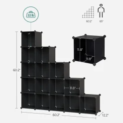 Best SONGMICS Meuble modulable 16 cubes noir