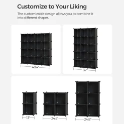 Best SONGMICS Meuble modulable 16 cubes noir