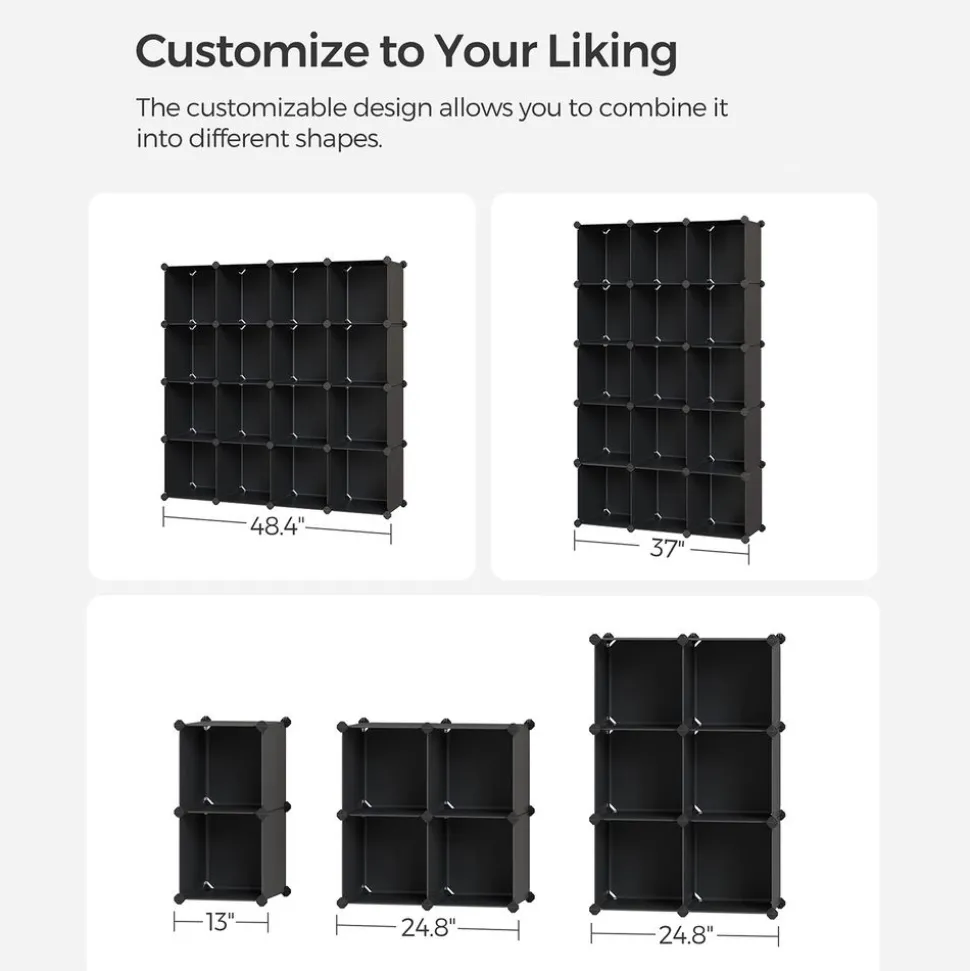 Best SONGMICS Meuble modulable 16 cubes noir