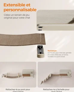 Fashion SONGMICS Meuble pour chat mural avec gamelle Marron Avoine + Marron Café