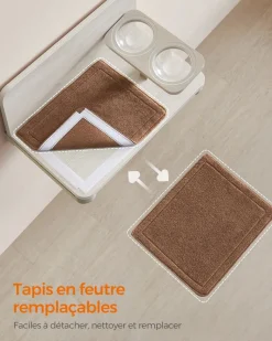 Fashion SONGMICS Meuble pour chat mural avec gamelle Marron Avoine + Marron Café