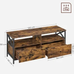 Discount SONGMICS Meuble rangement 2 tiroirs Marron Rustique