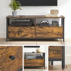 Discount SONGMICS Meuble rangement 2 tiroirs Marron Rustique